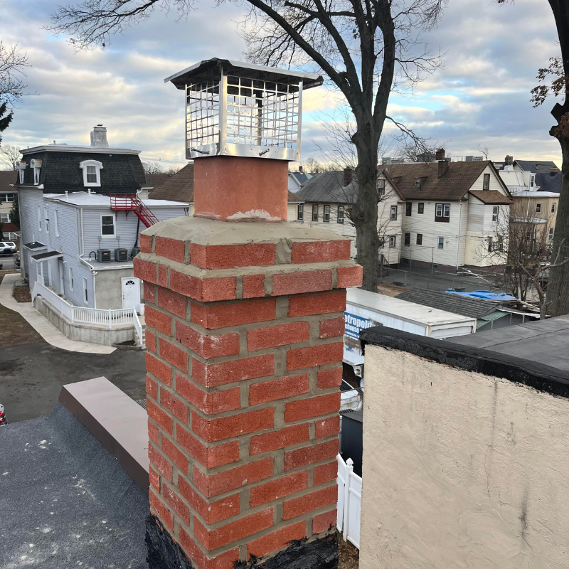 Technician inspecting and repairing a chimney in Totowa, NJ​